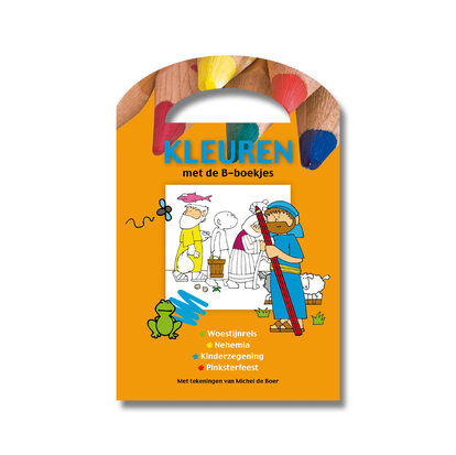 Kleurboek met handvat oranje